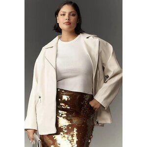 NWT Maeve Anthropologie almost white oversized moto jacket